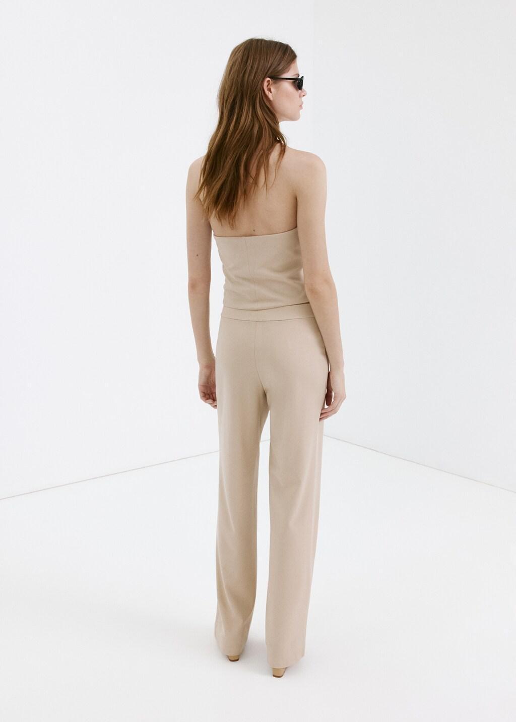 Brown Lt Pastel Halter-Neck Gilet With Buttons, Light Pastel Brown, large image number 2
