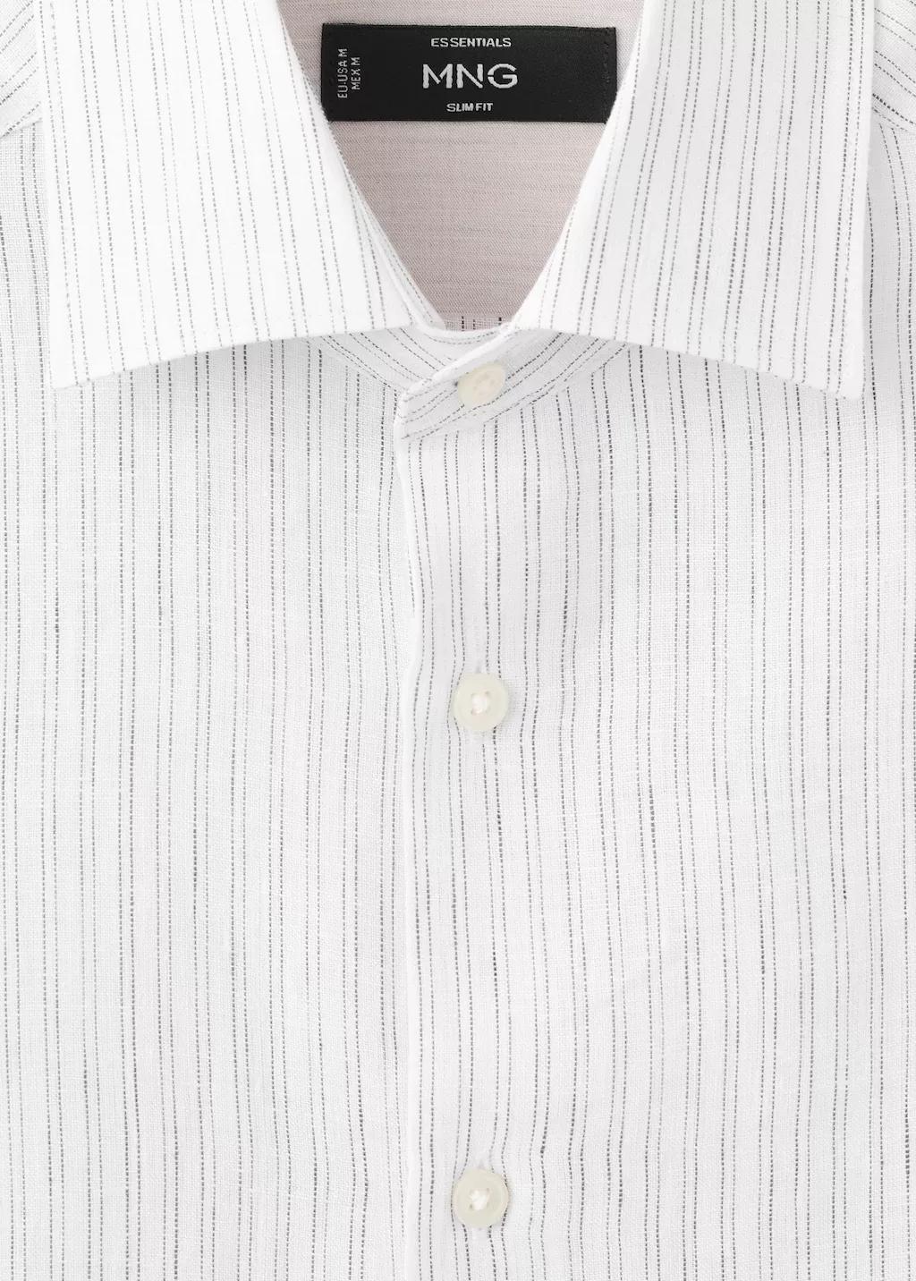 White 100% Linen Slim-Fit Shirt, White, large image number 1