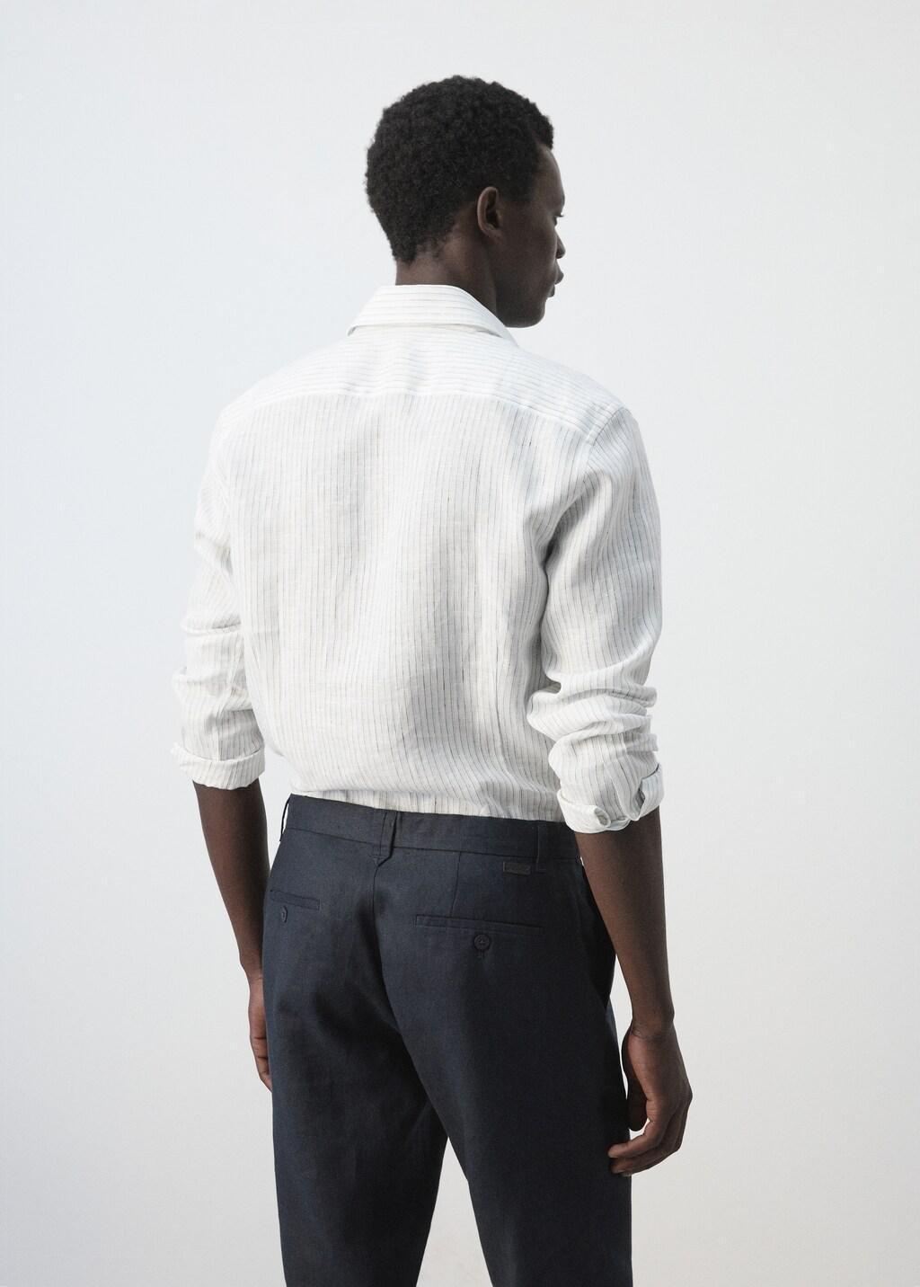 Blue Linen Slim-Fit Shirt, Light-Pastel Blue, large image number 2