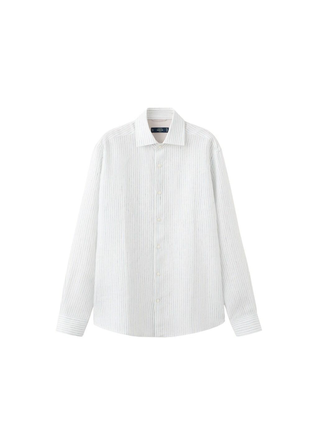 Blue Linen Slim-Fit Shirt, Light-Pastel Blue, large image number 5