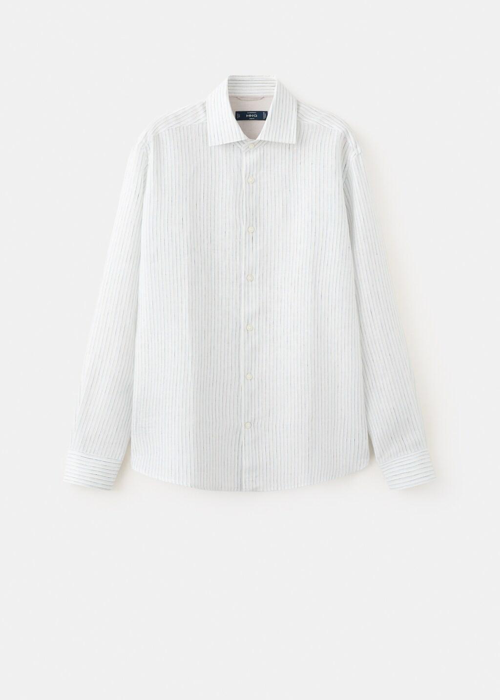 Blue Linen Slim-Fit Shirt, Light-Pastel Blue, large image number 6