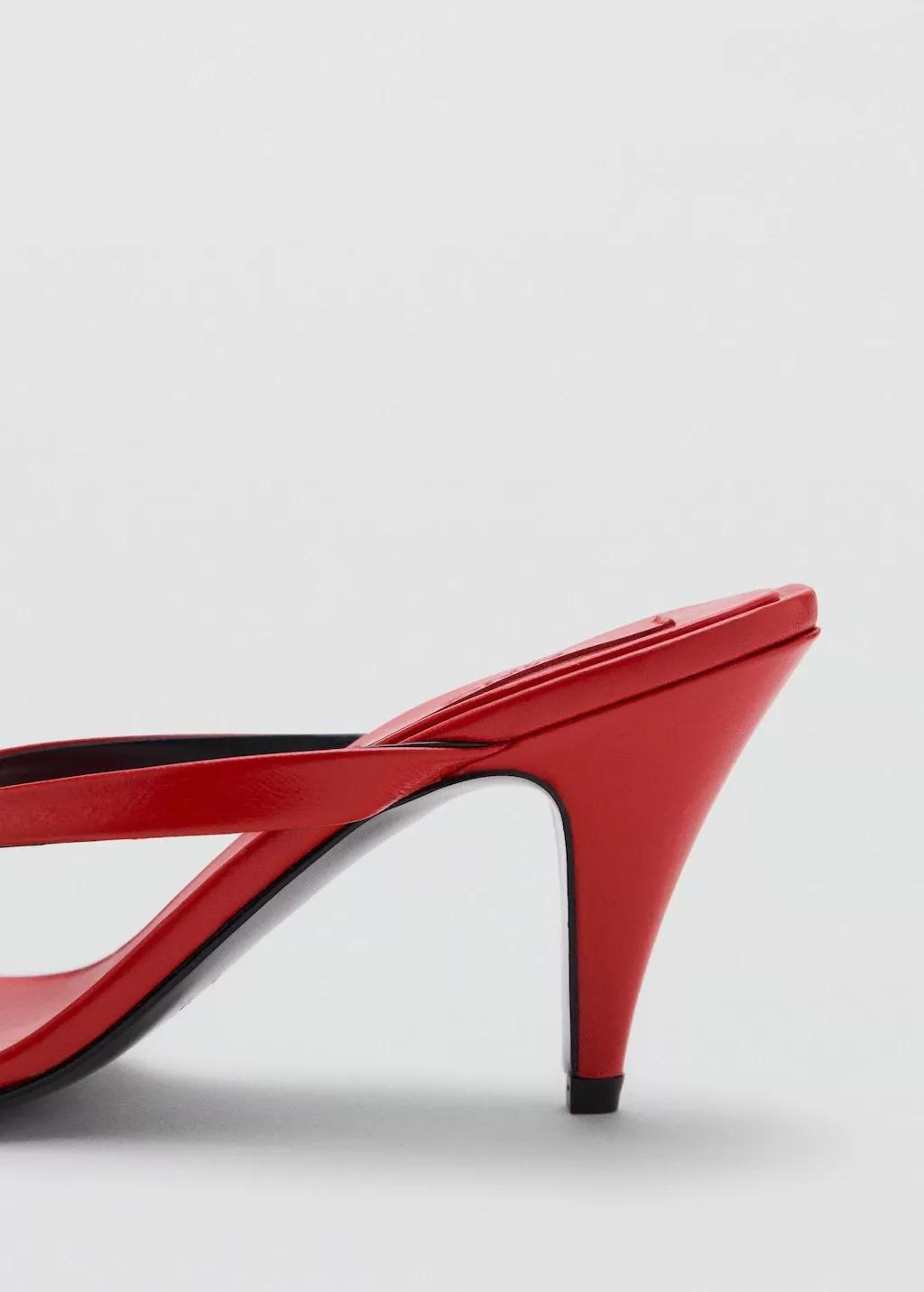 Red Leather Funnel Heel Sandal, Red, large image number 2