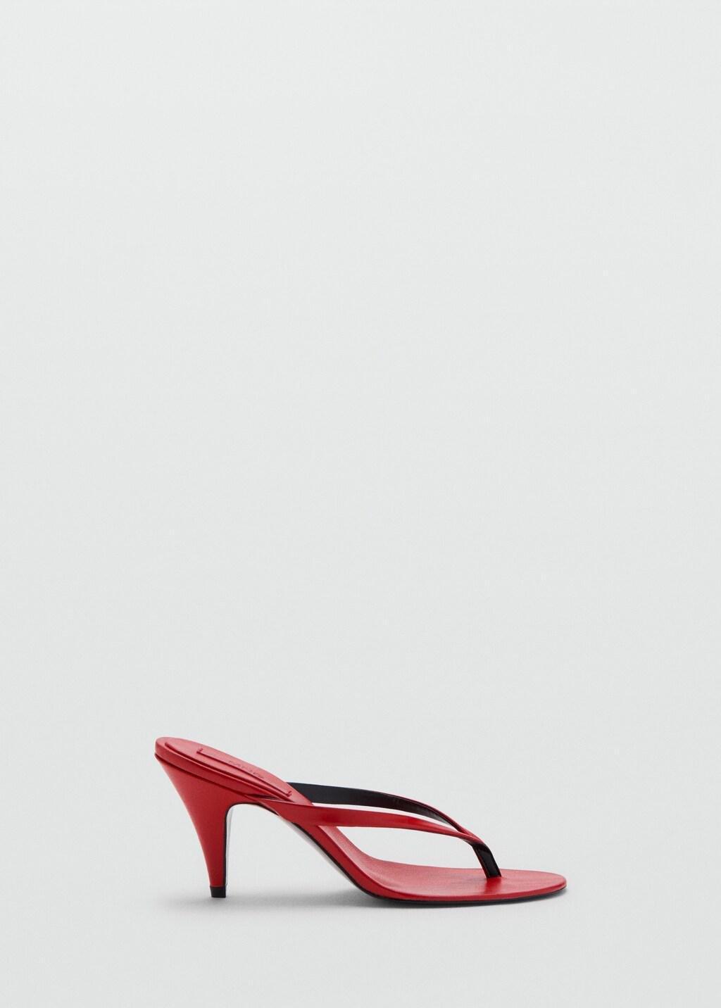 Red Leather Funnel Heel Sandal, Red, large image number 4