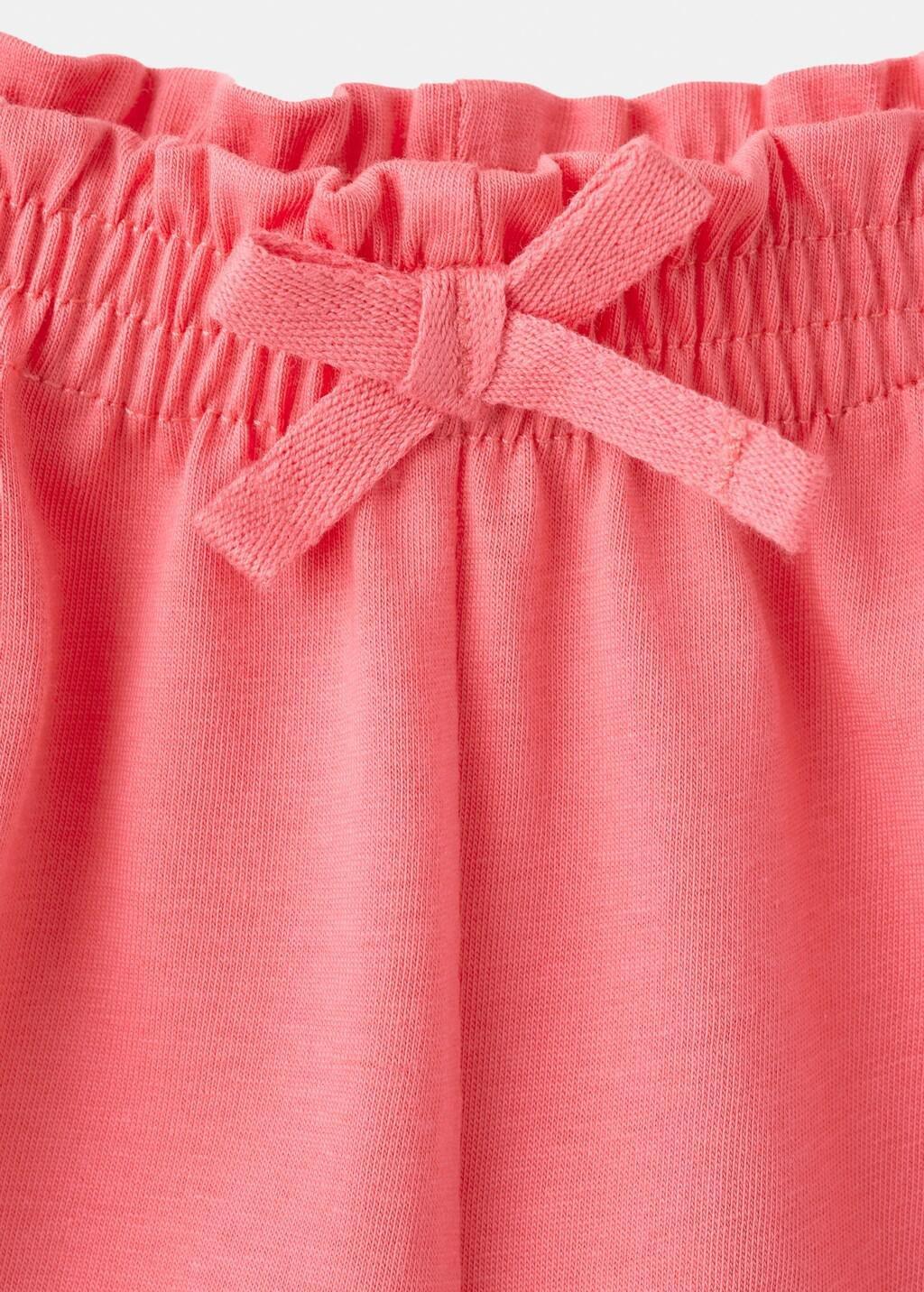 Red Cotton Shorts With Tie, Baby Girls, Bright Red, large image number 1