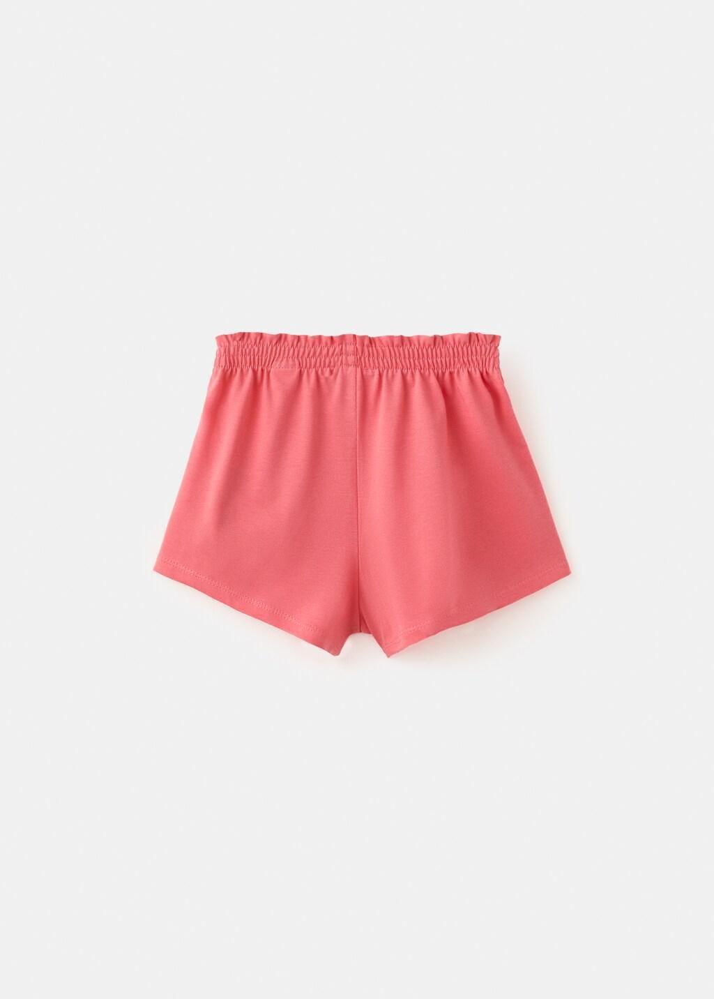 Red Cotton Shorts With Tie, Baby Girls, Bright Red, large image number 2