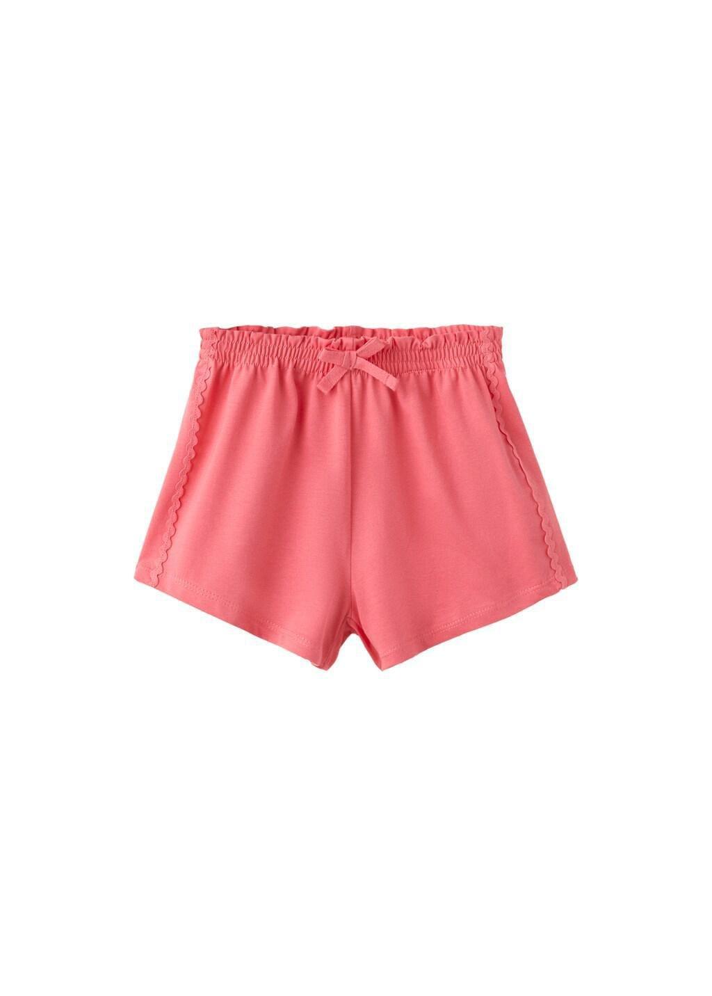 Red Cotton Shorts With Tie, Baby Girls, Bright Red, large image number 5
