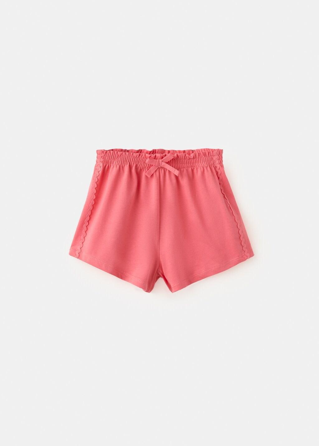 Red Cotton Shorts With Tie, Baby Girls, Bright Red, large image number 6