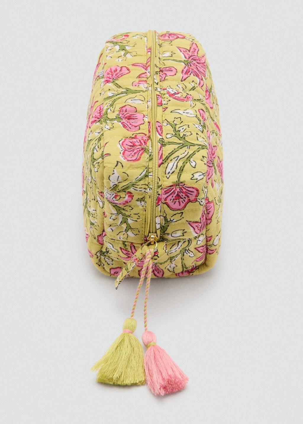 Green Floral-Print Cosmetic Bag, Green, large image number 1