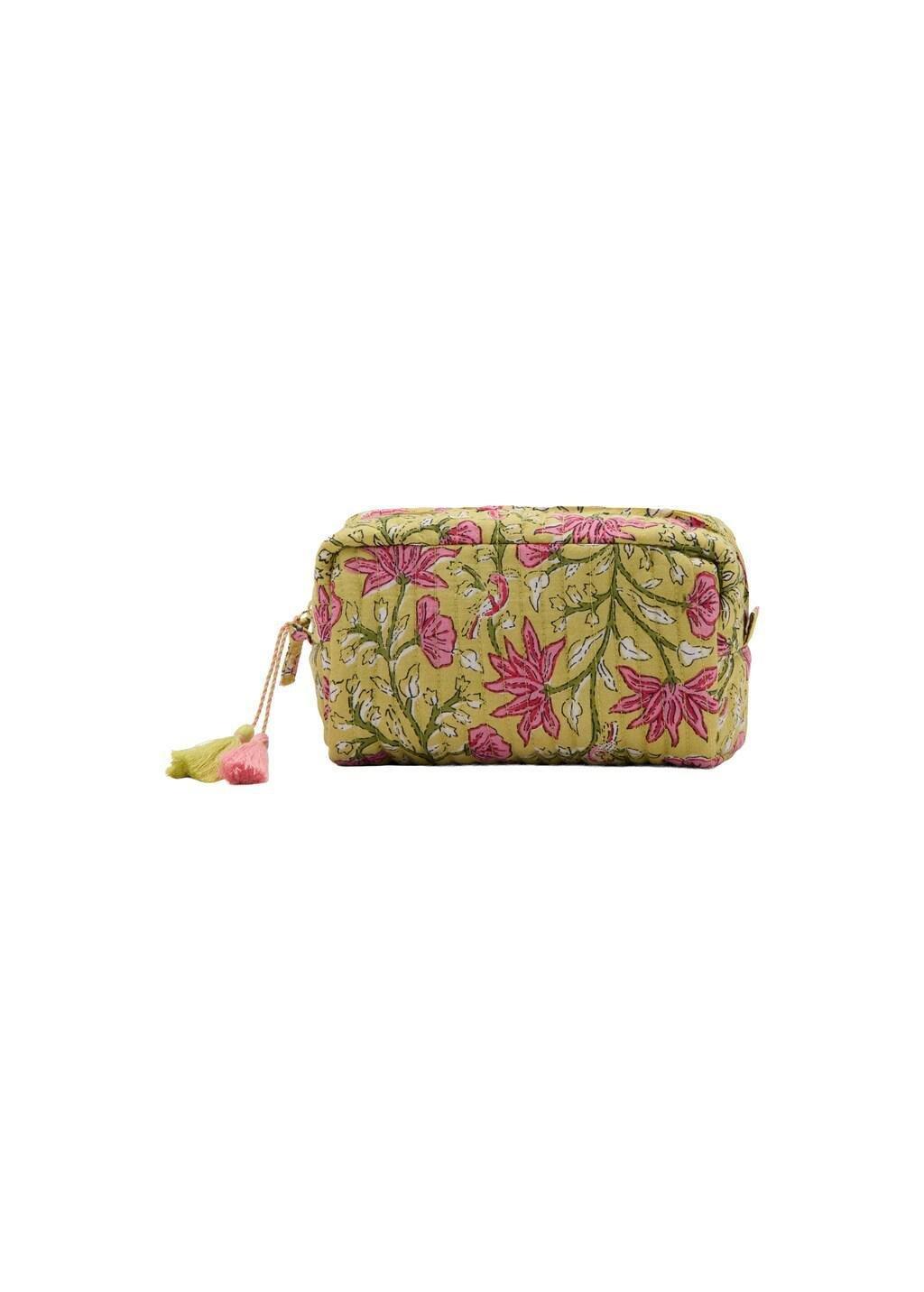 Green Floral-Print Cosmetic Bag, Green, large image number 2