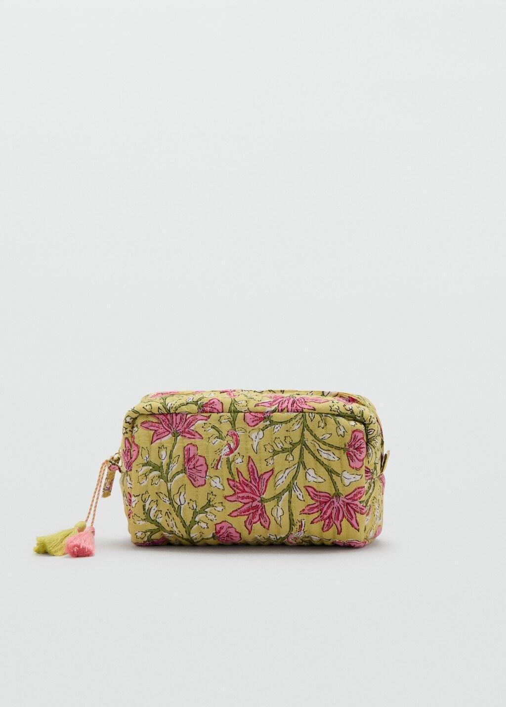 Green Floral-Print Cosmetic Bag, Green, large image number 3