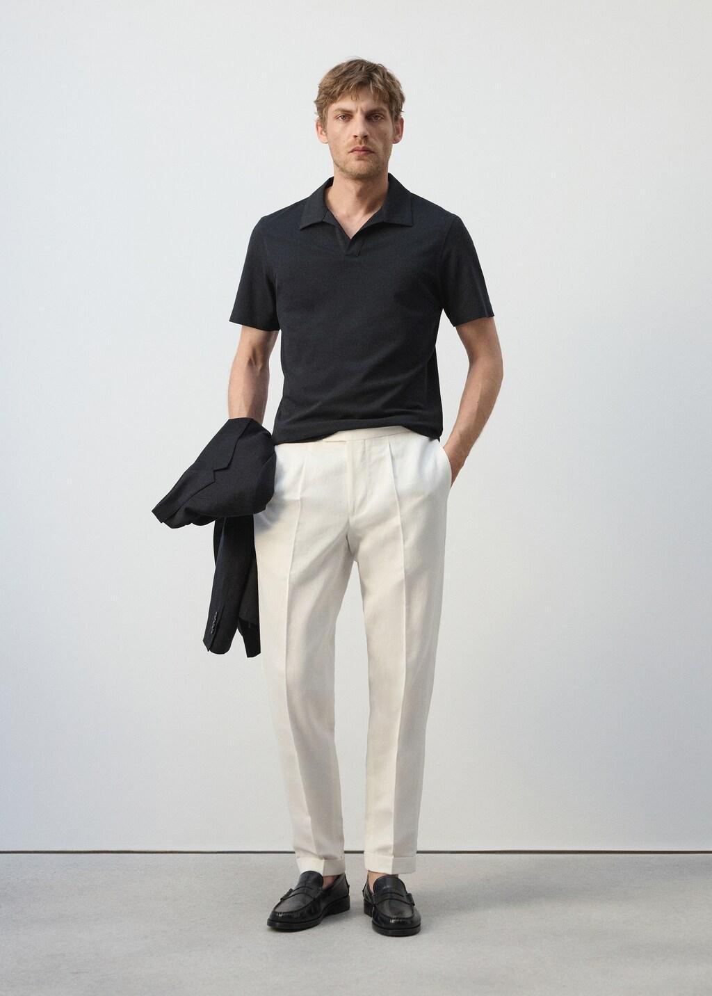 Navy Slim Fit Pique Polo, Navy, large image number 0