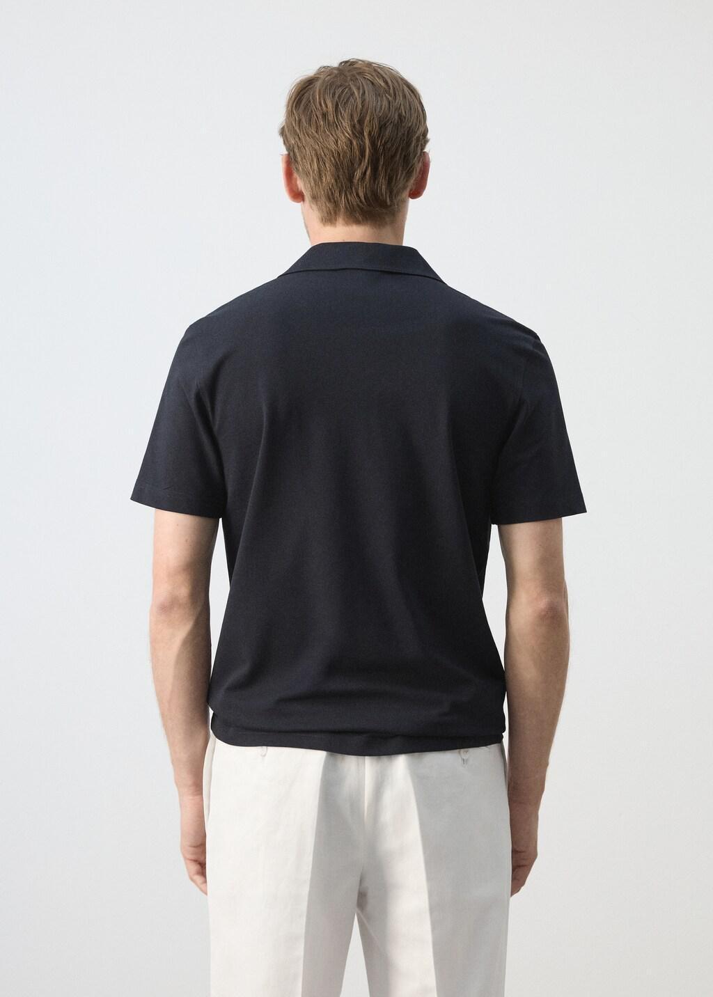 Navy Slim Fit Pique Polo, Navy, large image number 2