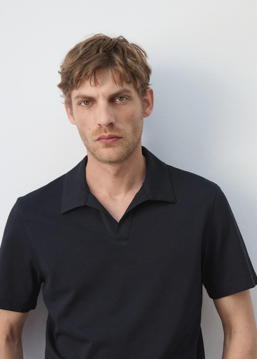 Navy Slim Fit Pique Polo, Navy, large image number 4