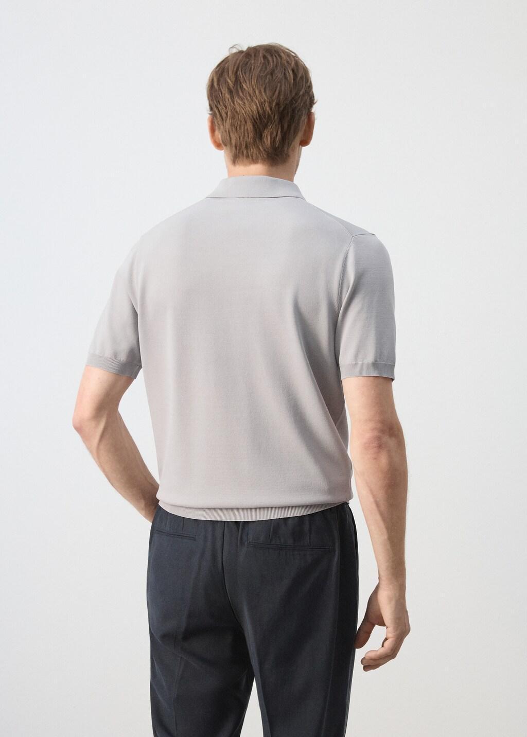 White Knitted Polo Shirt With Zip, Natural White, large image number 2