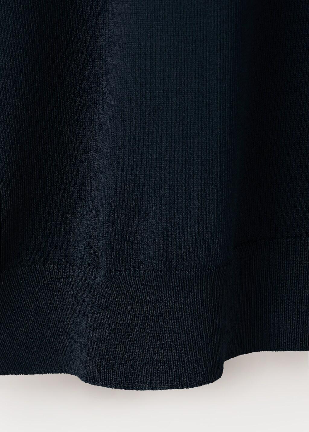 Navy Knitted Polo Shirt With Zip, Navy, large image number 5