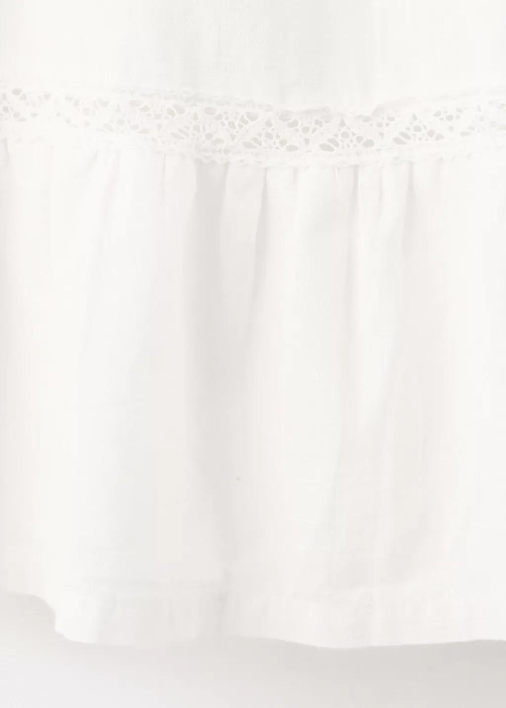 White Cotton Dress With Bead Embellishment, Baby Girls, Natural White, medium