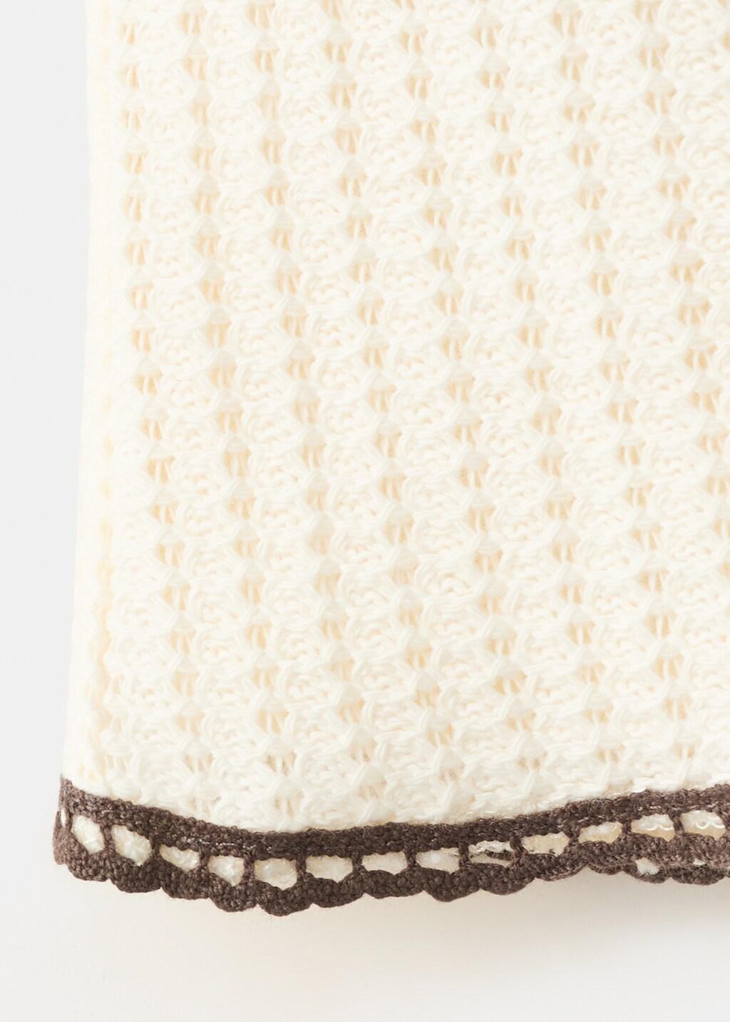 Beige Crochet Shorts With Embroidered Detail, Baby Girl, Light Beige, large image number 3