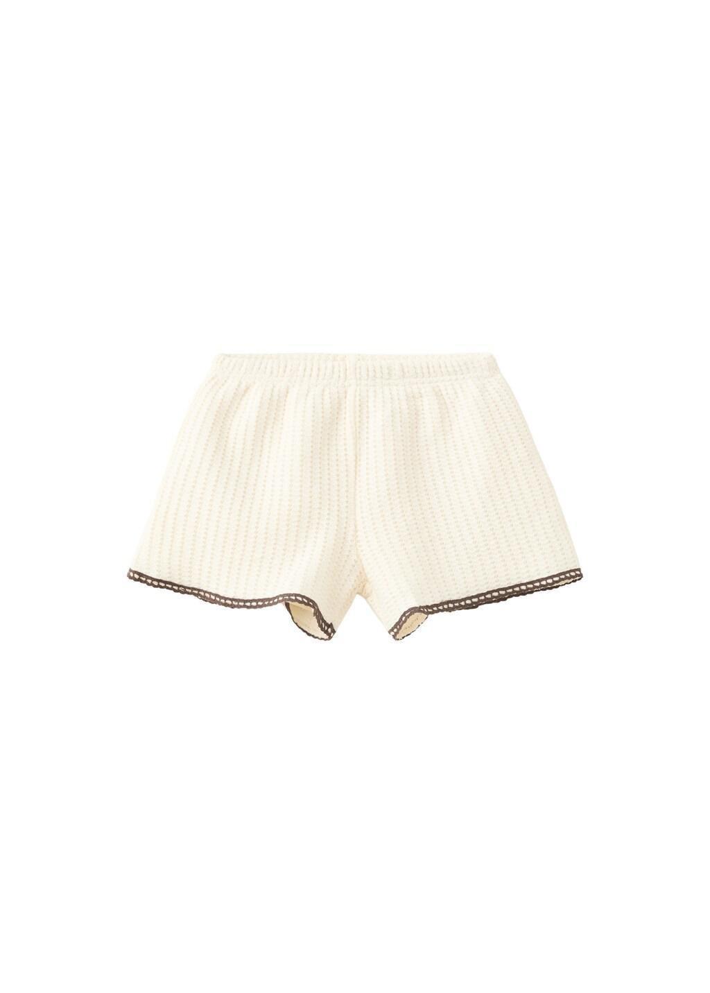 Beige Crochet Shorts With Embroidered Detail, Baby Girl, Light Beige, large image number 4