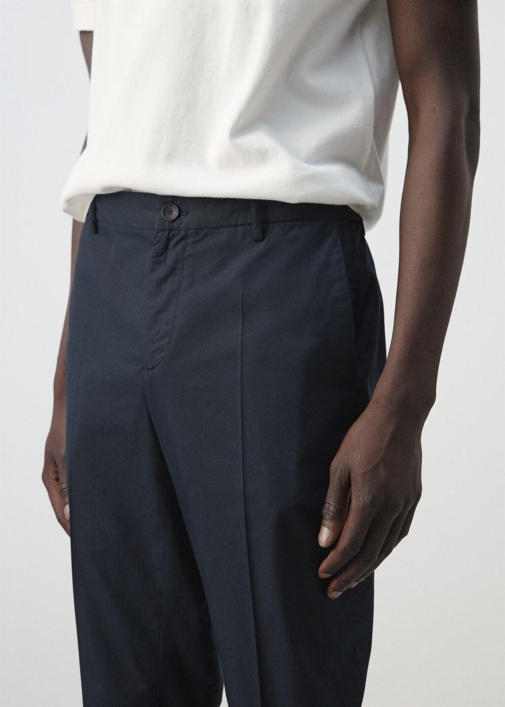 NAVY Slim fit cropped cotton blend trousers, Navy, large image number 4