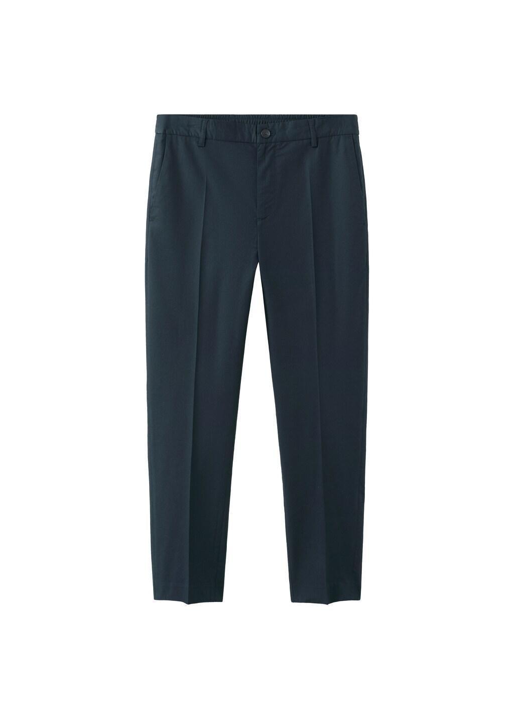 NAVY Slim fit cropped cotton blend trousers, Navy, large image number 5