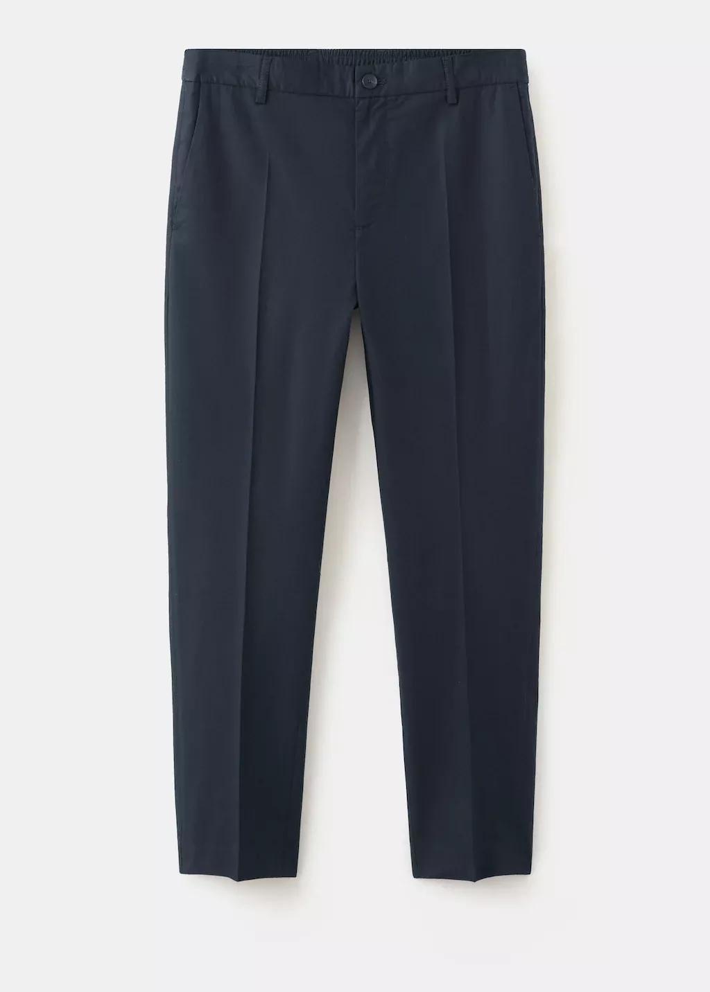 NAVY Slim fit cropped cotton blend trousers, Navy, large image number 6