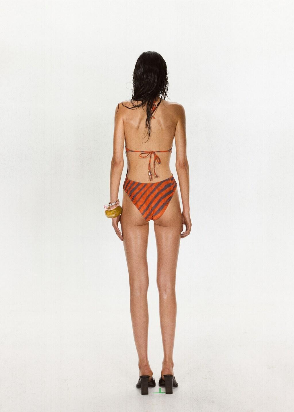 Orange Halter Neck Animal Print Swimsuit, Orange, large image number 2
