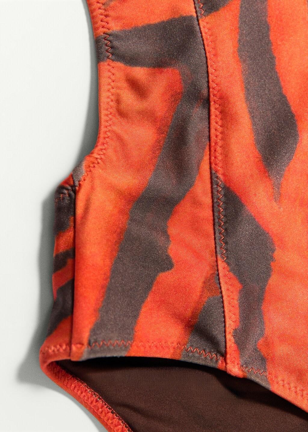 Orange Halter Neck Animal Print Swimsuit, Orange, large image number 4