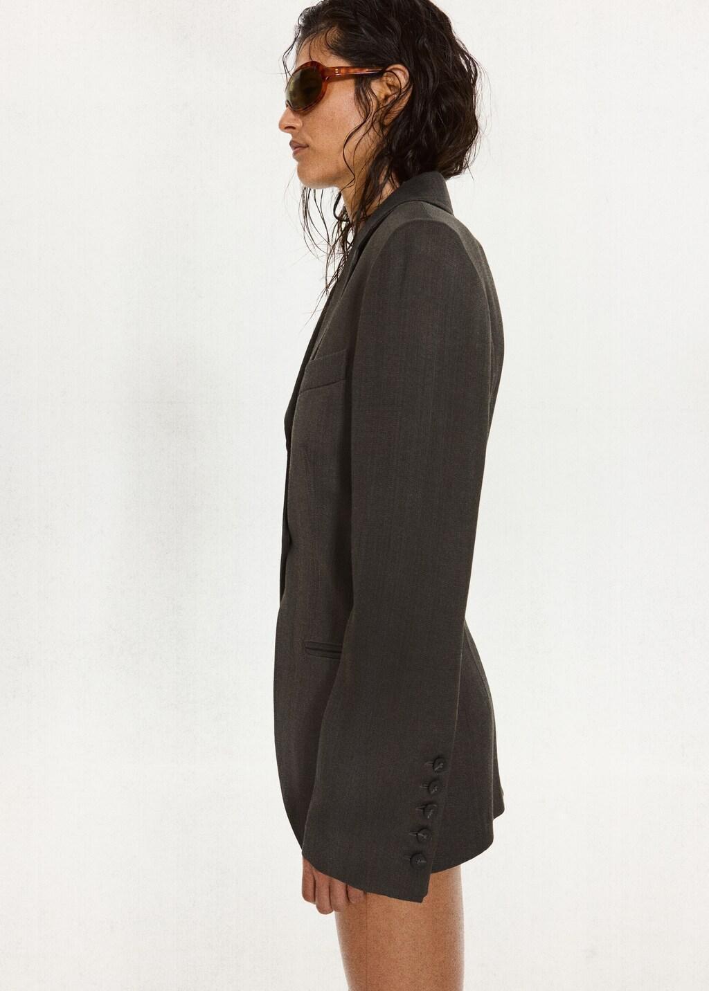 Black Fitted Waist Jacket, Black, large image number 3