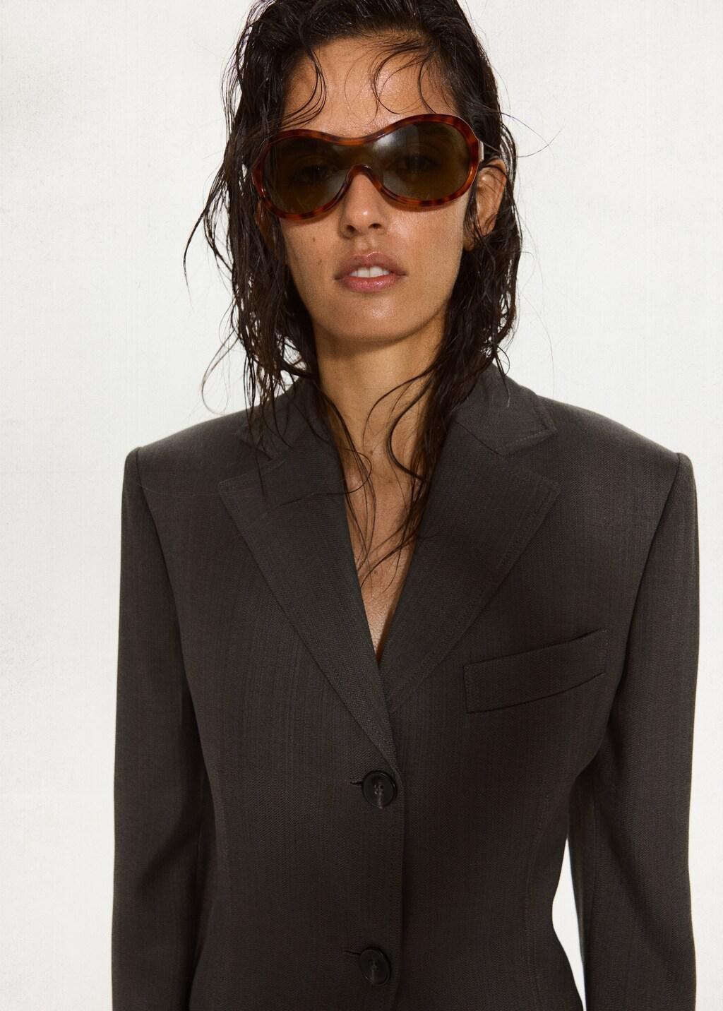 Black Fitted Waist Jacket, Black, large image number 4