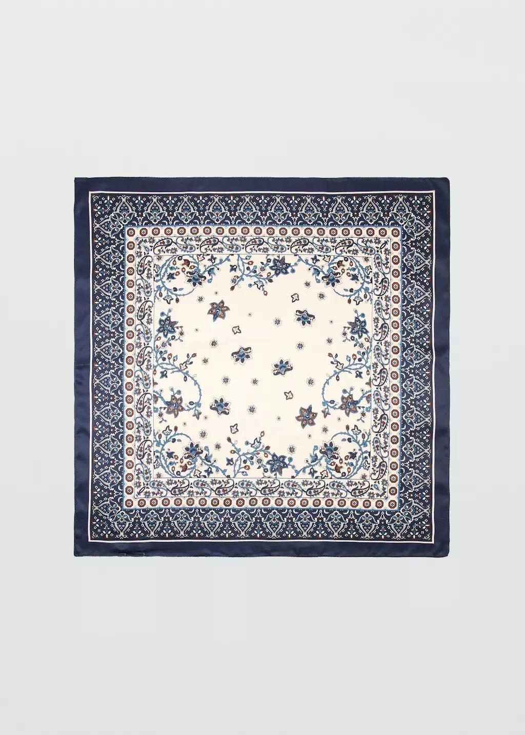 Navy Paisley Satin Scarf, 0201_56, large image number 3