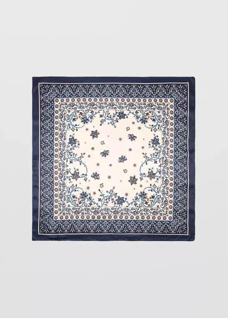 Navy Paisley Satin Scarf, Navy, large image number 4