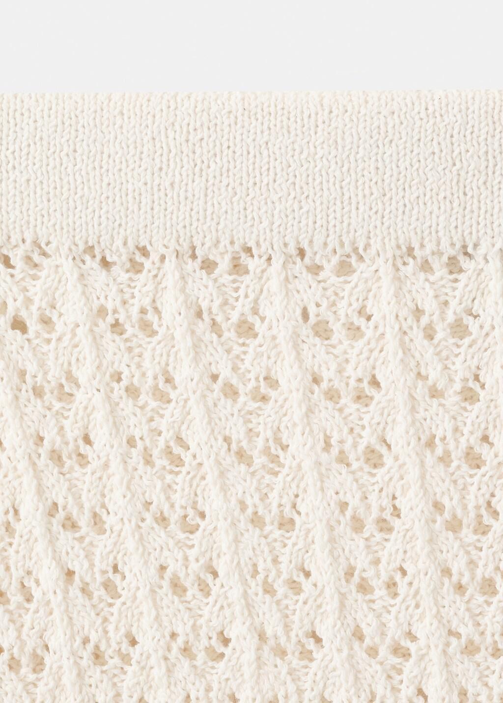 Beige Short Crochet Cotton Skirt, Light Beige, large image number 1