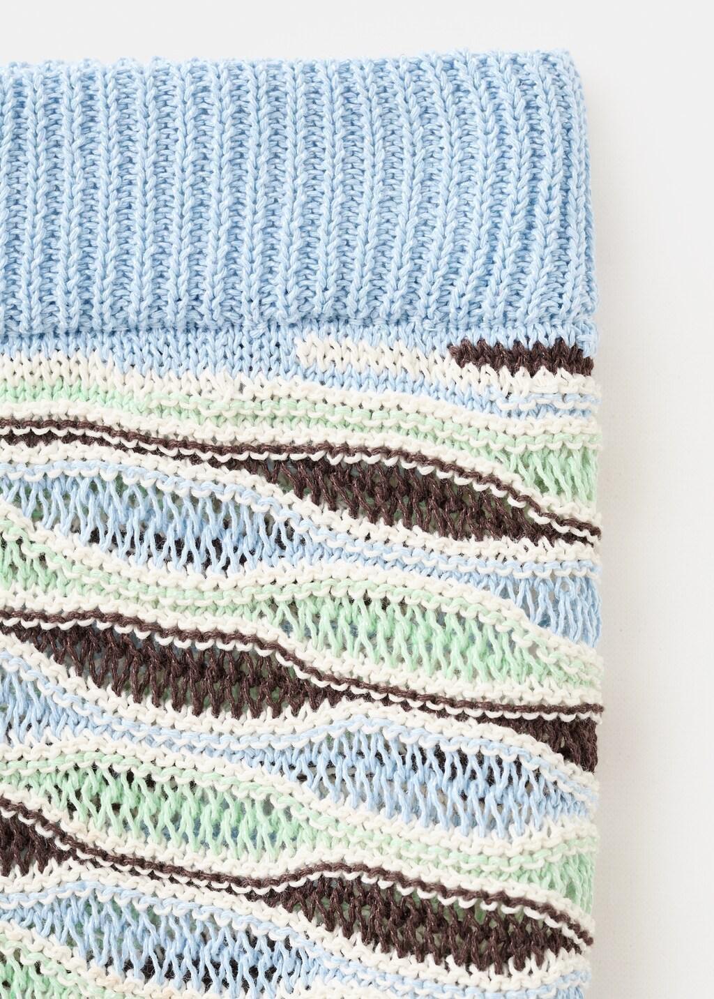 Blue Lt Pastel Wavy Stripe Knit Shorts, Light-Pastel Blue, large image number 1