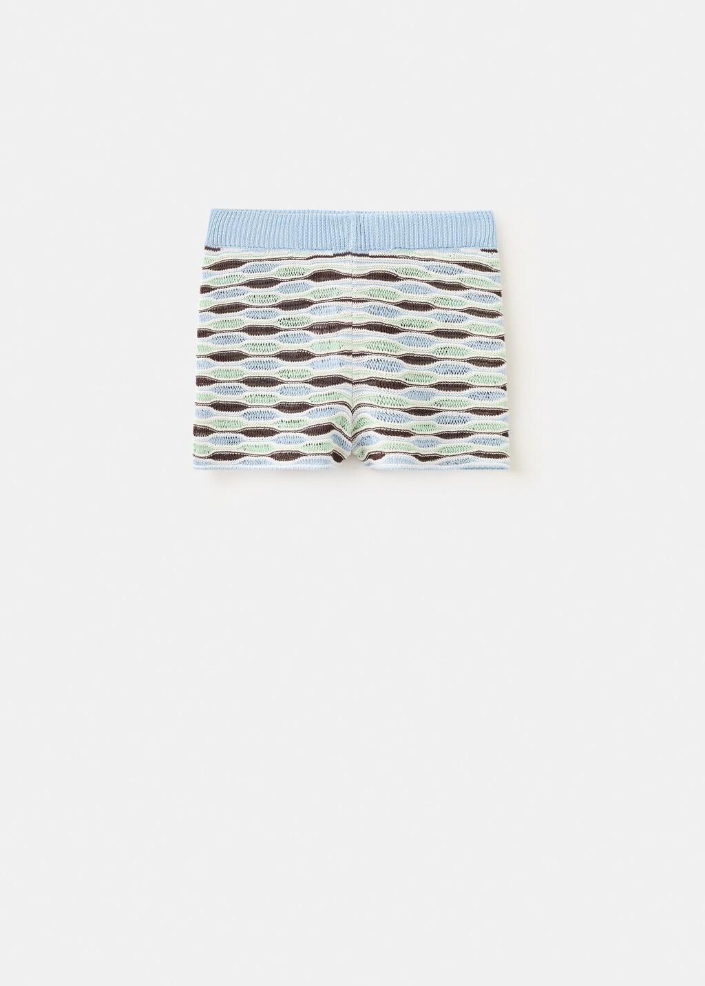 Blue Lt Pastel Wavy Stripe Knit Shorts, Light-Pastel Blue, large image number 7