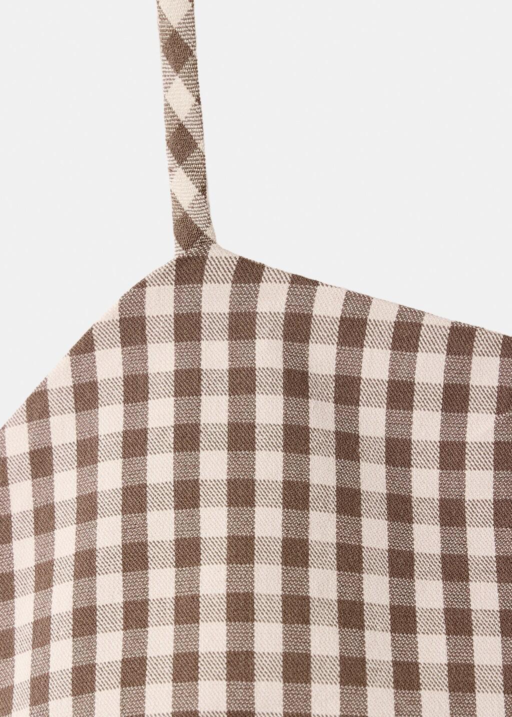 Brown Gingham Check Button Top, Brown, large image number 1