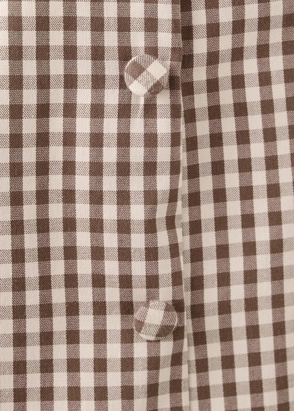 Brown Gingham Check Button Top, Brown, large image number 4
