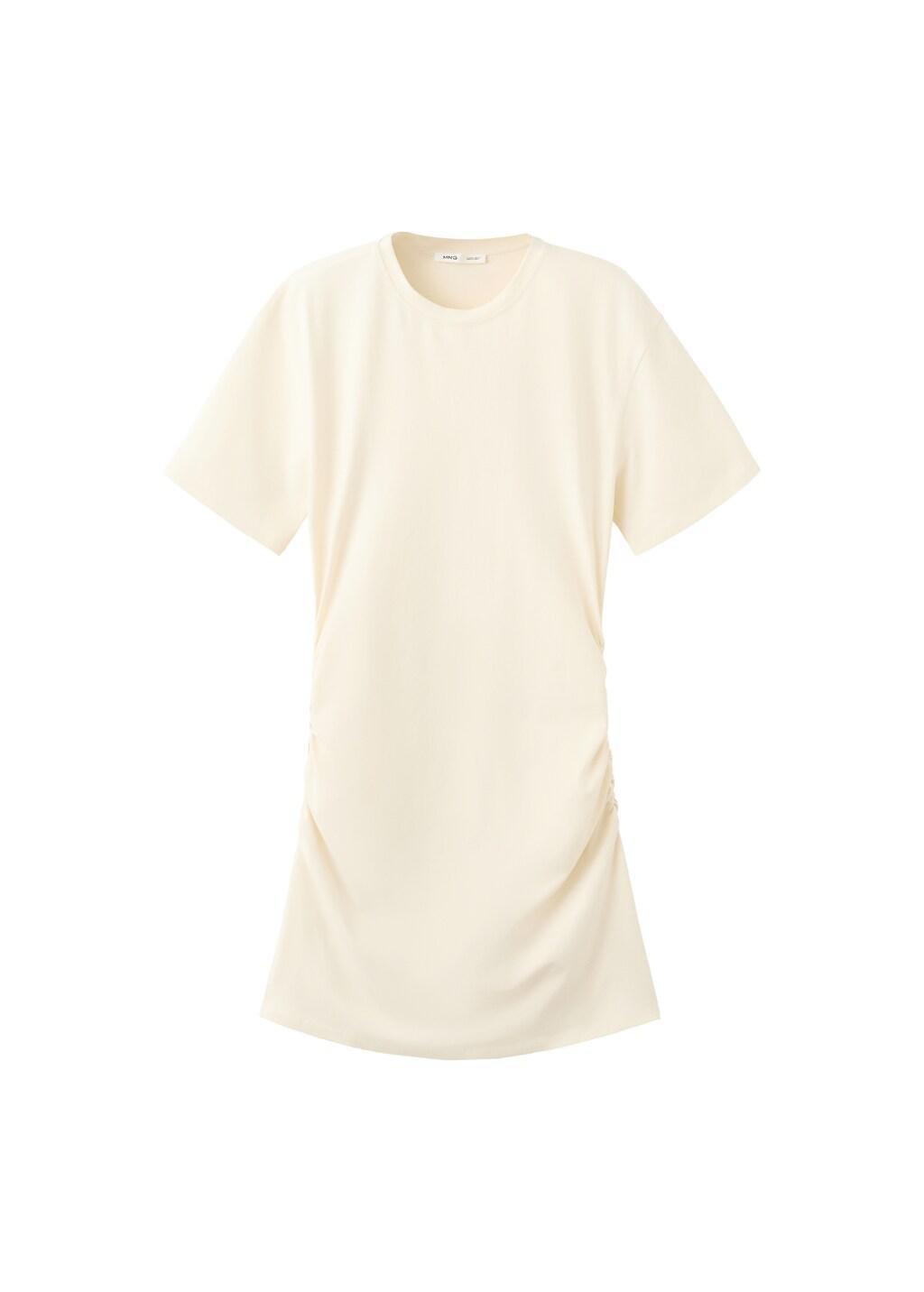 Yellow Cotton Dress With Gathered Sides, Yellow, large image number 6
