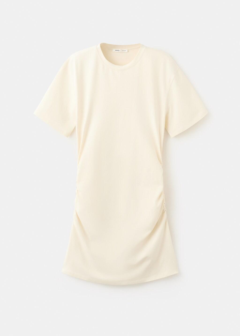Yellow Cotton Dress With Gathered Sides, Yellow, large image number 7