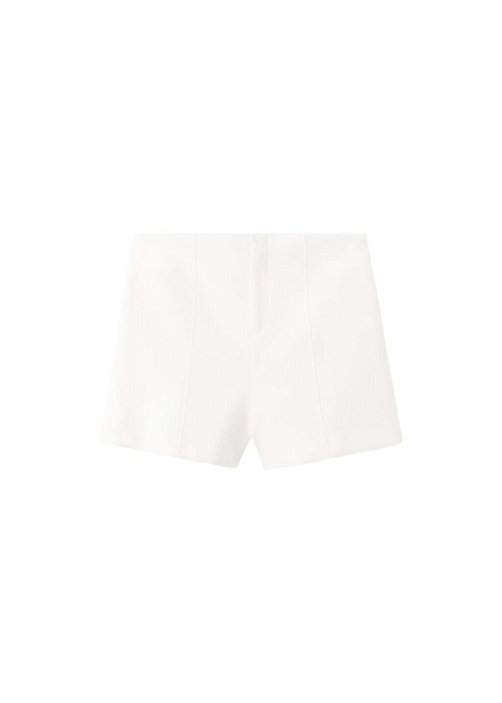 Beige High-Waisted Shorts With Seams, Light Beige, large image number 6