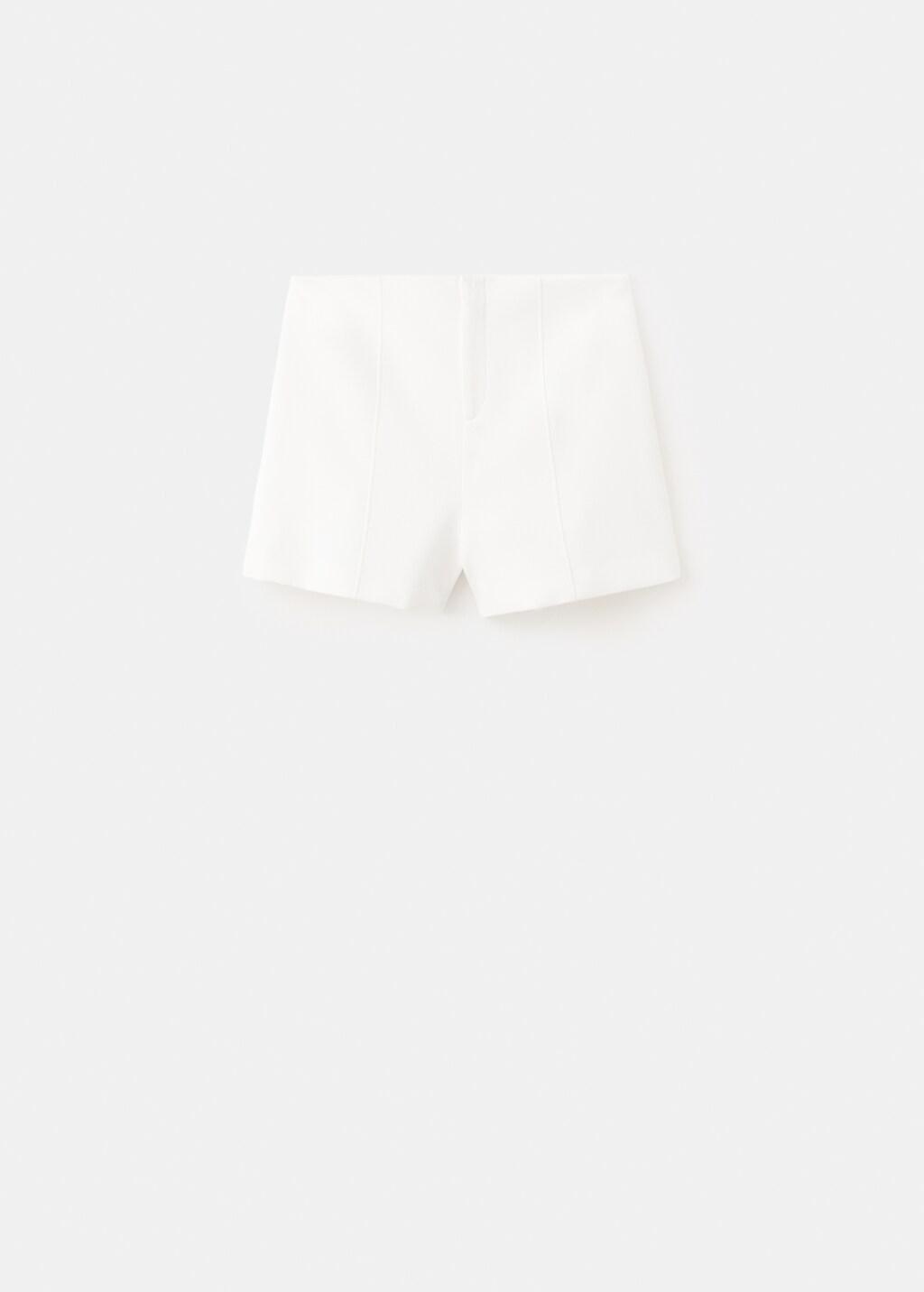 Beige High-Waisted Shorts With Seams, Light Beige, large image number 7