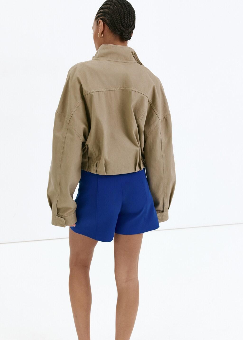 Blue High-Waisted Shorts With Seams, Medium Blue, large image number 2
