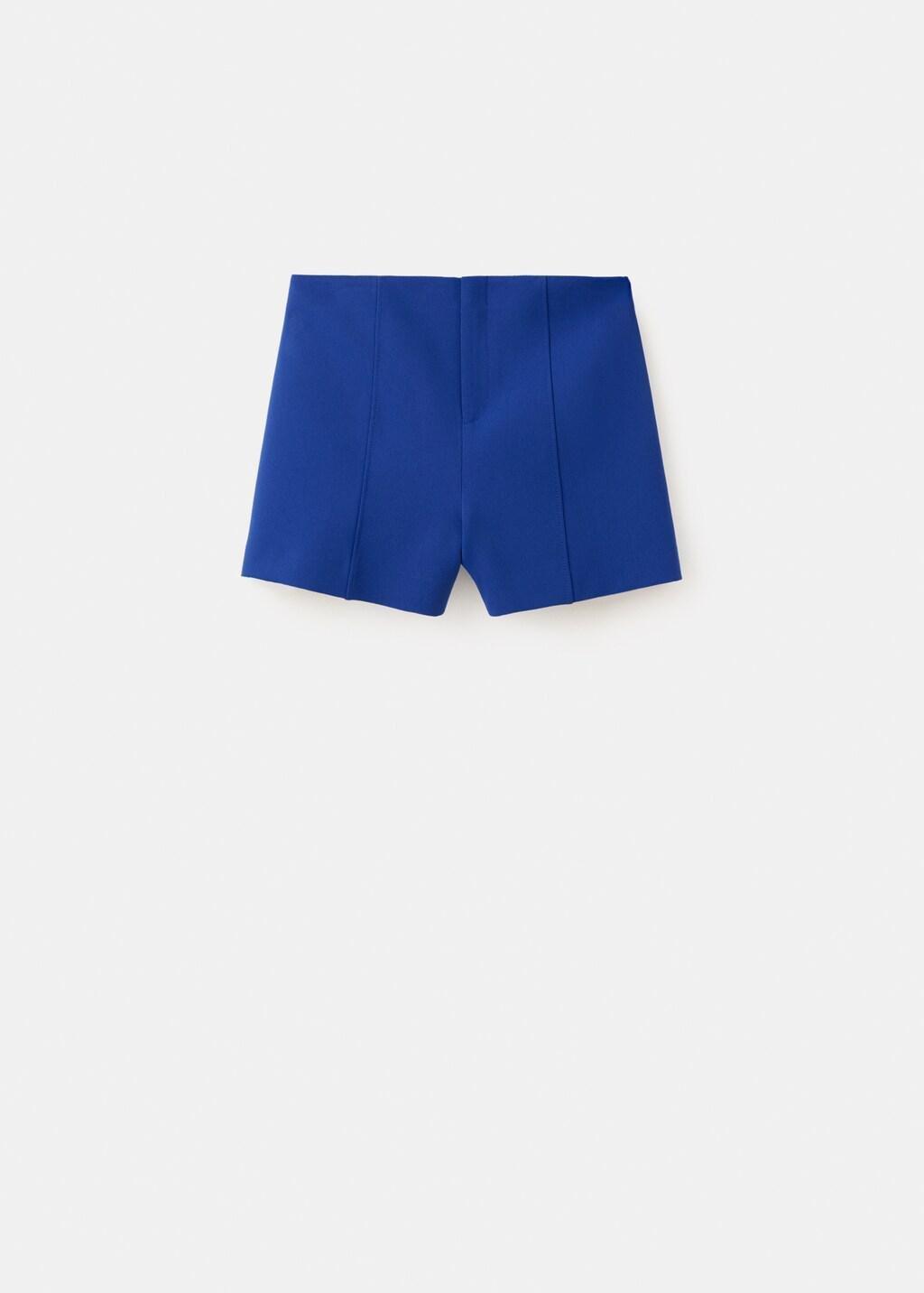 Blue High-Waisted Shorts With Seams, Medium Blue, large image number 7