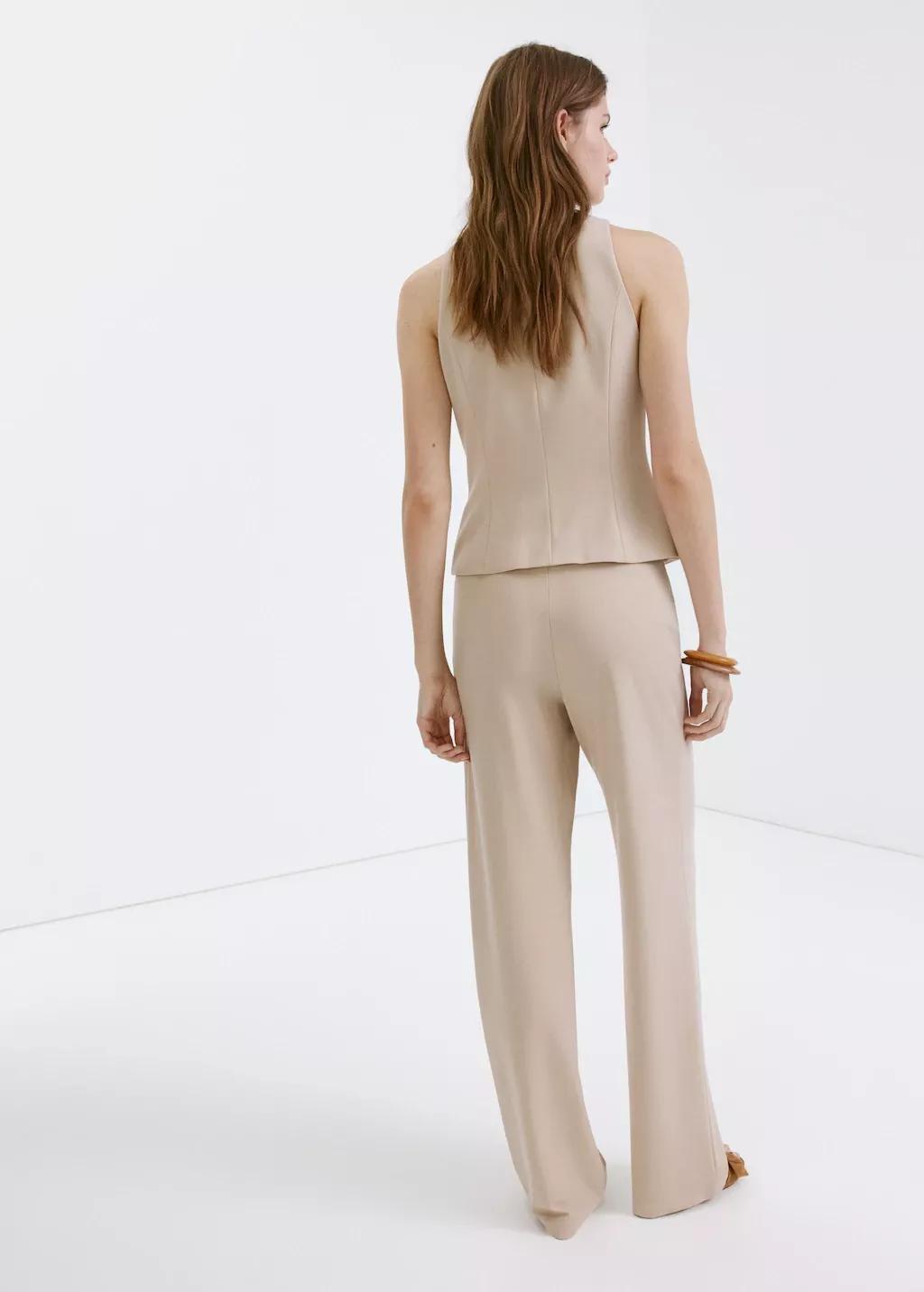 Brown Lt Pastel Zipper Fitted Waistcoat, Light Pastel Brown, medium