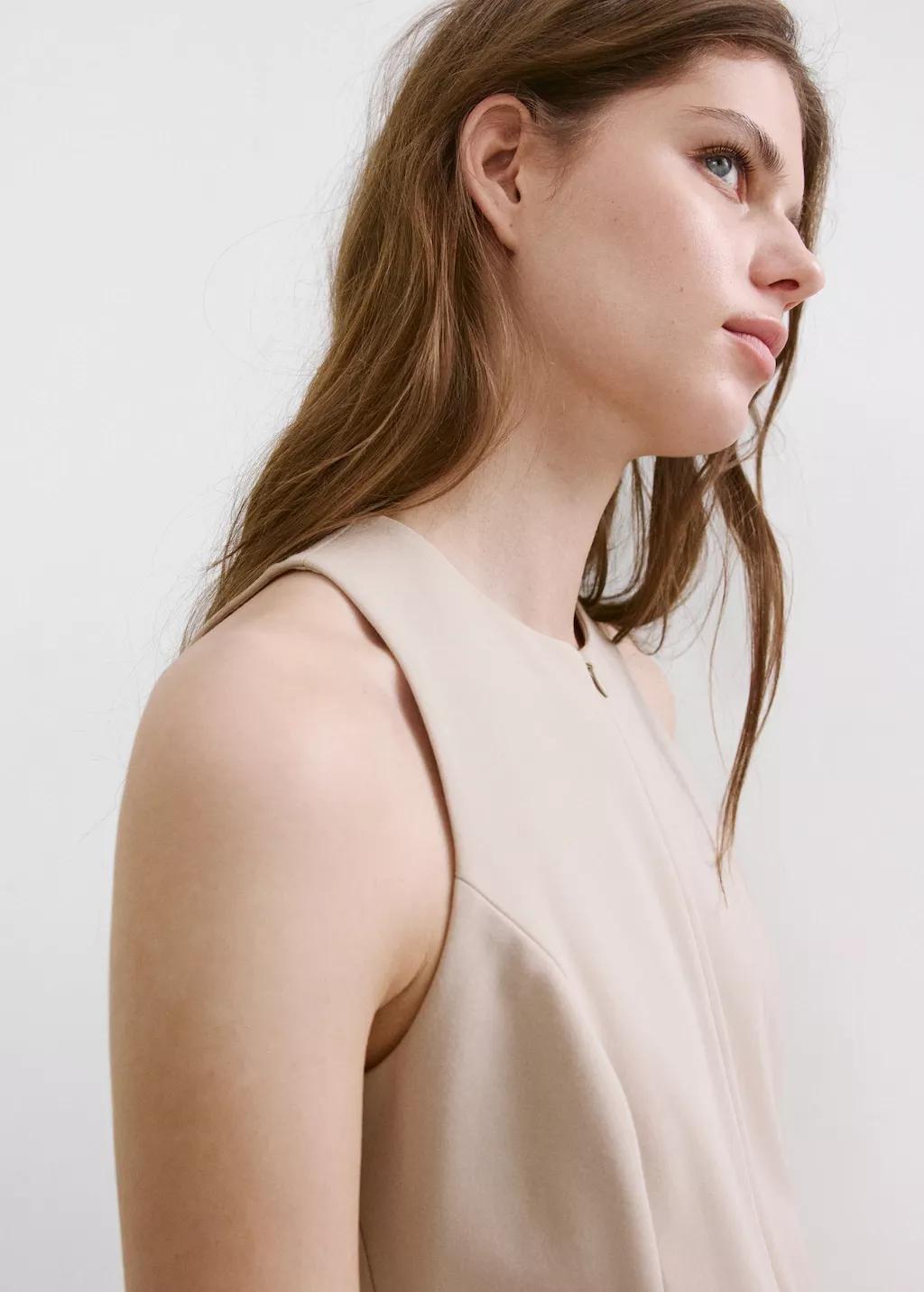 Brown Lt Pastel Zipper Fitted Waistcoat, Light Pastel Brown, large image number 4
