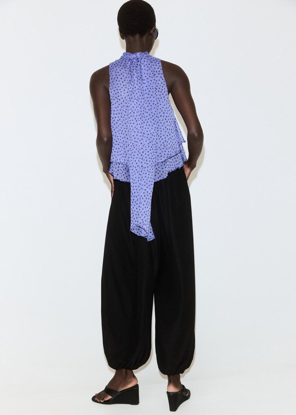 Blue Ruffles Polka Dot Blouse, Medium Blue, large image number 2