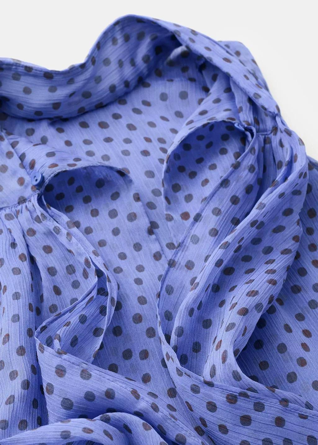 Blue Ruffles Polka Dot Blouse, Medium Blue, large image number 4