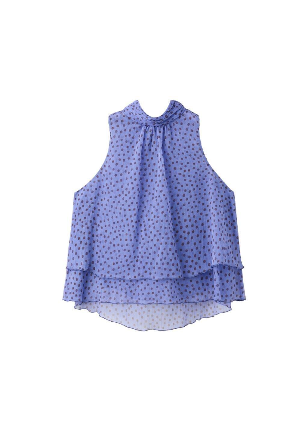 Blue Ruffles Polka Dot Blouse, Medium Blue, large image number 6
