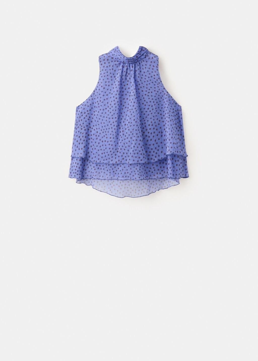 Blue Ruffles Polka Dot Blouse, Medium Blue, large image number 7