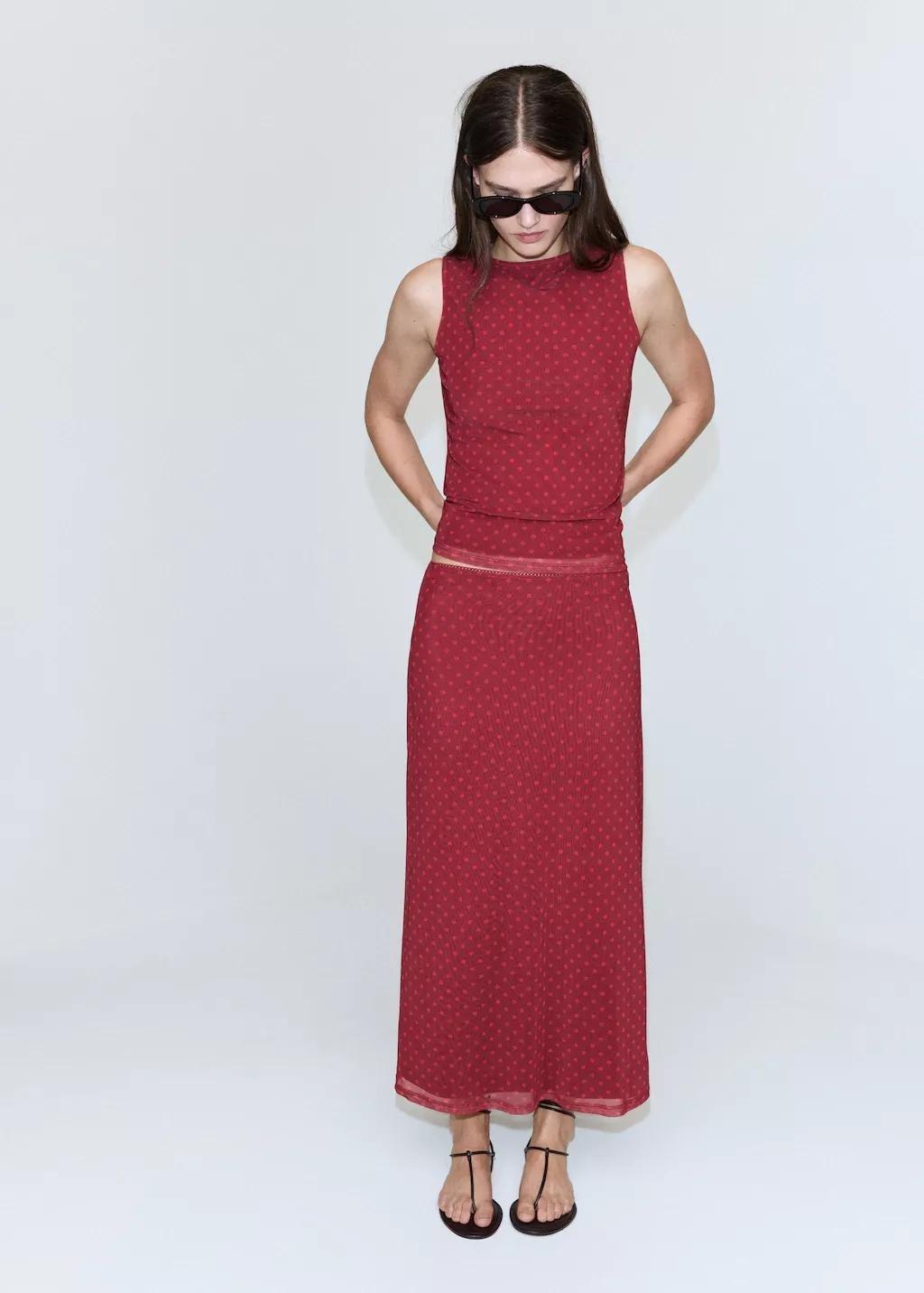 Red Polka Dot Tulle Skirt, 0201_70, large image number 0