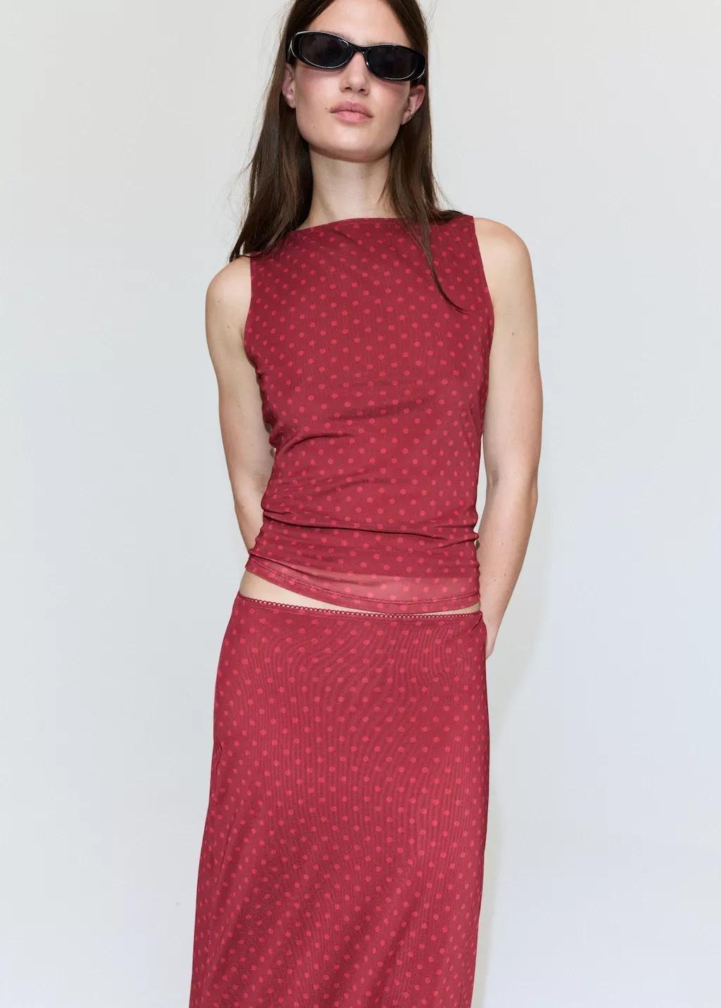 Red Polka Dot Tulle Skirt, 0201_70, large image number 4